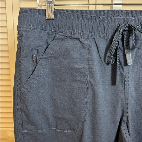 NWT Title Nine Women's Brash Tie Front Blue Cropped Cotton Blend Pants Medium - Picture 4 of 13